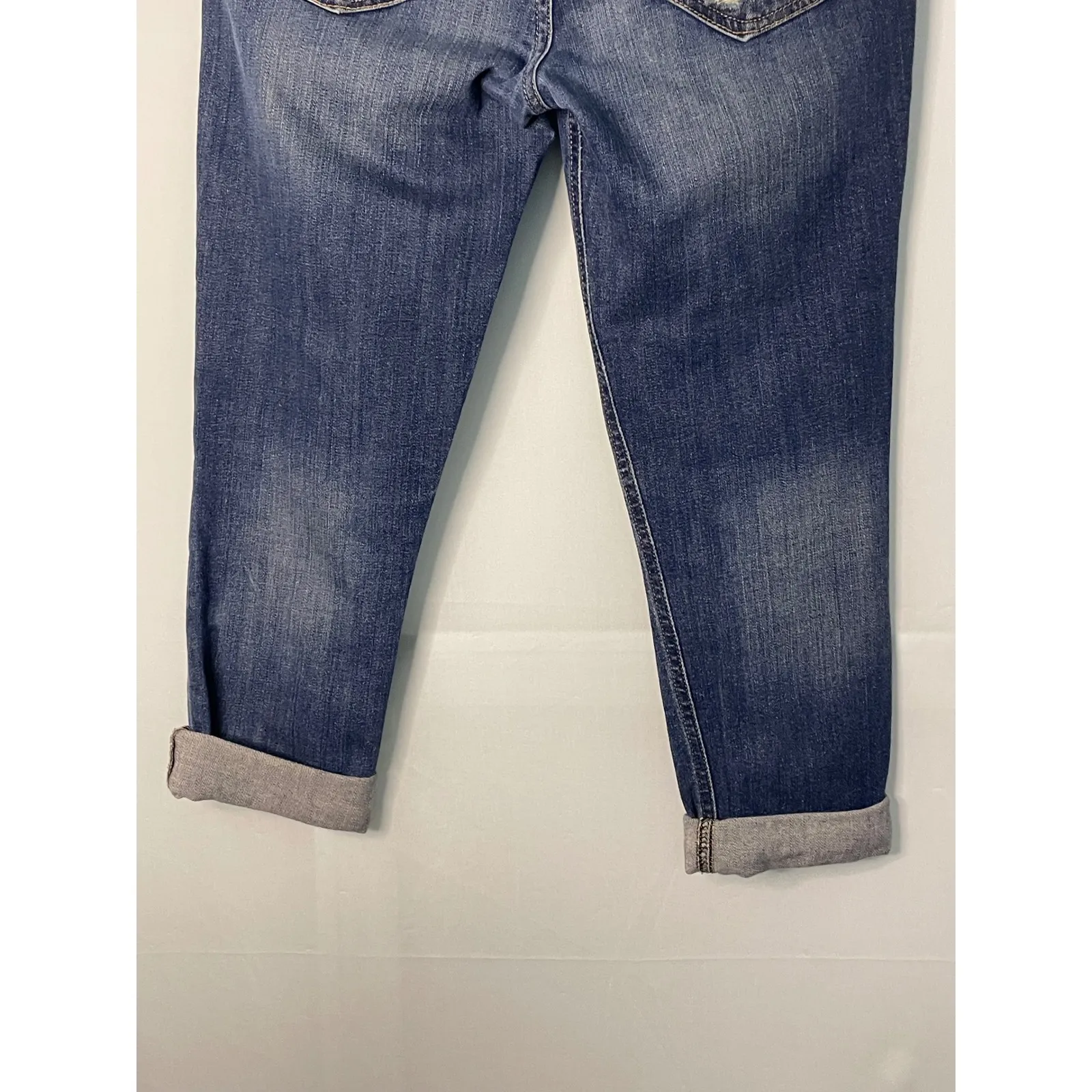 Express Womens Mid Rise Distressed Cuffed Jeans Blue Size 0 - Image 6