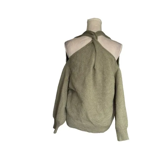 Versona Womens Sage Green Cross Over V-Neck Open Back Sweater Size S - Image 2