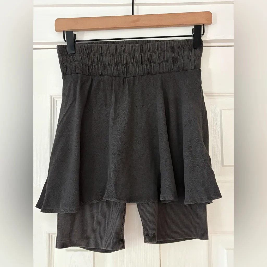 FP Movement Free People Charcoal Ballet All Day Mini Skirt‎ With Shorts NWT Black - Image 2