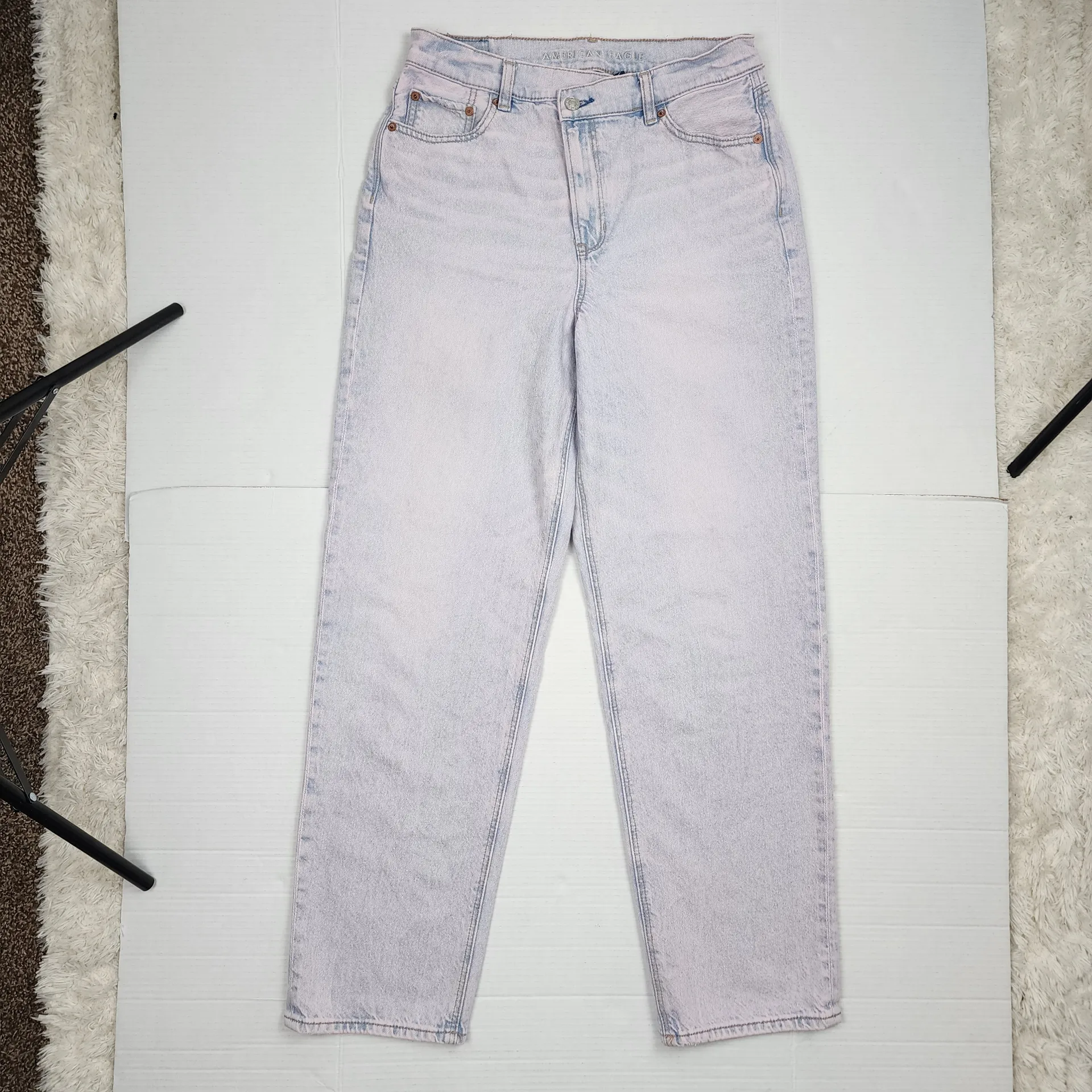American Eagle Strigid Highest Crossover Waist Baggy Straight Jean Light Pink 10 - Image 10
