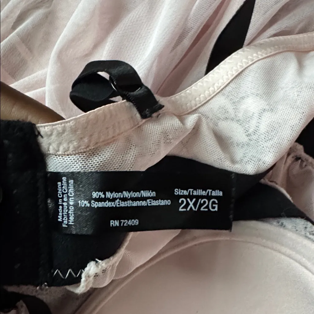 Pink/Black Underwire Babydoll SIZE 2X Black - Image 3
