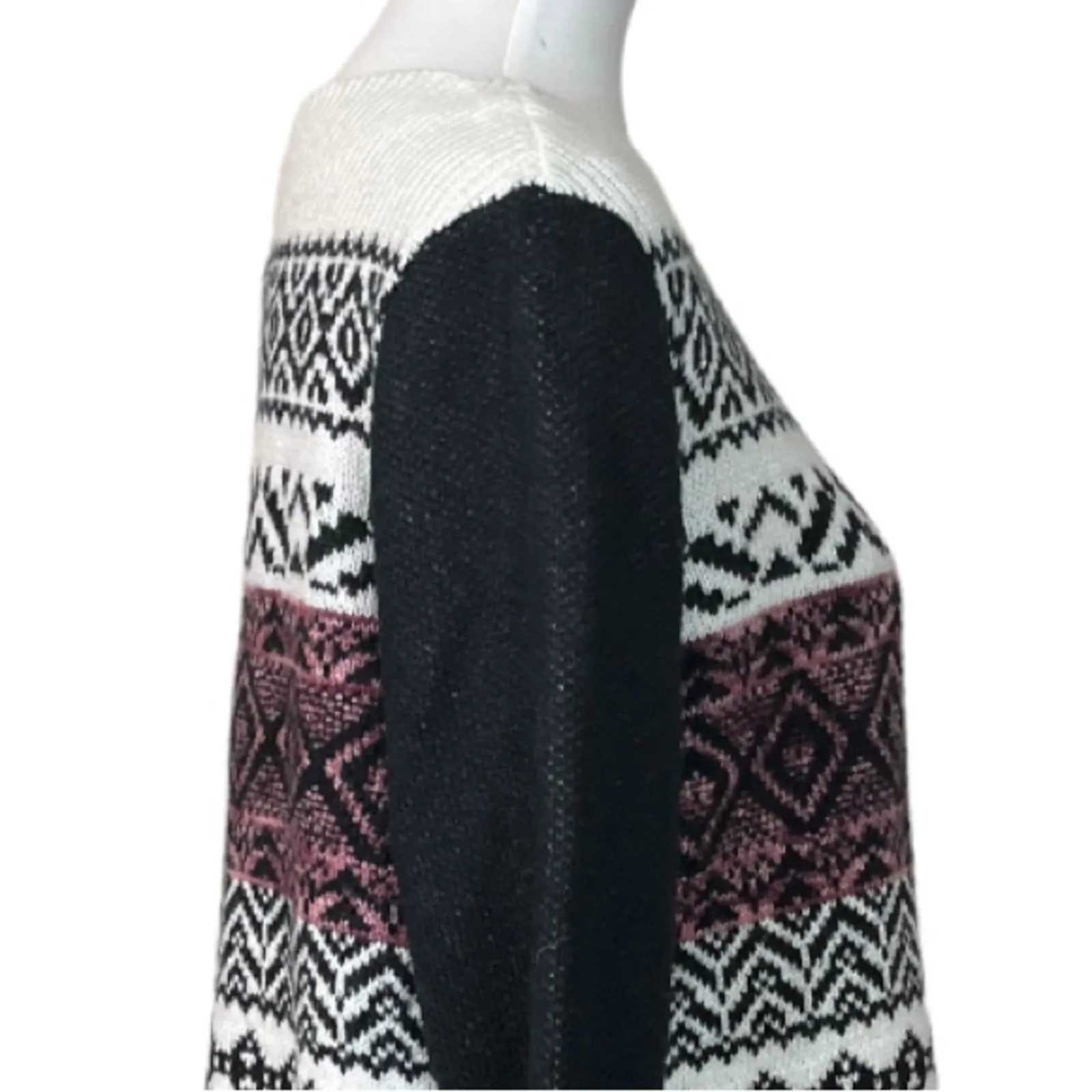 Westport Dressbarn Women's Sweater Wide Neck Long Sleeves Black Pink Size Large - Image 7