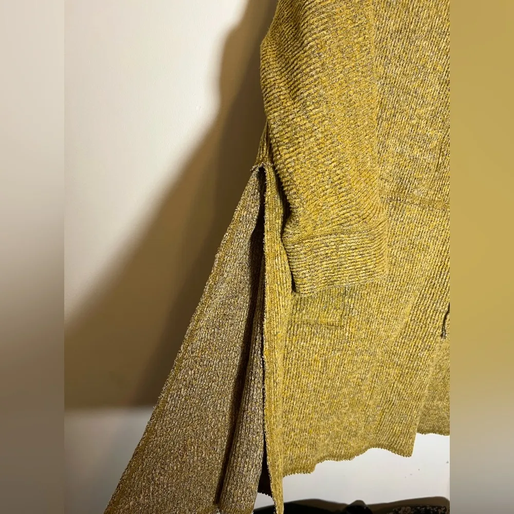 Tru Luxe Jeans Mustard Knit Textured V Neck Cowl Neckline Tunic XL Mustard Yellow - Image 3