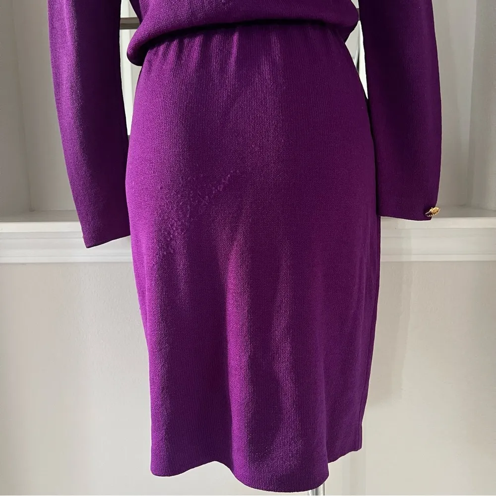 ST. JOHN Couture Purple Sweater Dress, Size 8 - Image 7