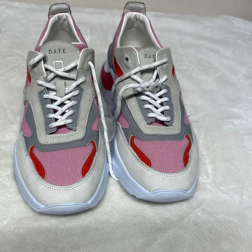 D.A.T.E. Sneakers Platform Dad Pink Gray Red White Mix Material Cushion Size 8 - Image 3