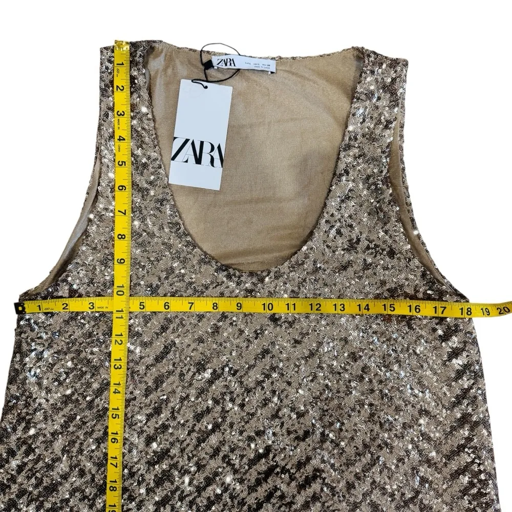 Zara gold sequin knit mini dress BLOGGERS FAVORITE!!!! NWT - Image 14