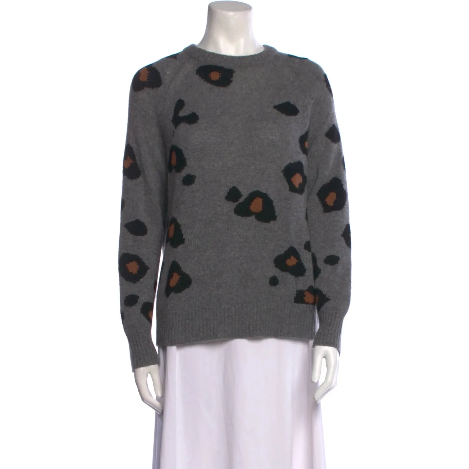 360‎ Cashmere Printed Leopard Sweater Women's Knit Crewneck Pullover XS/S - Image 7