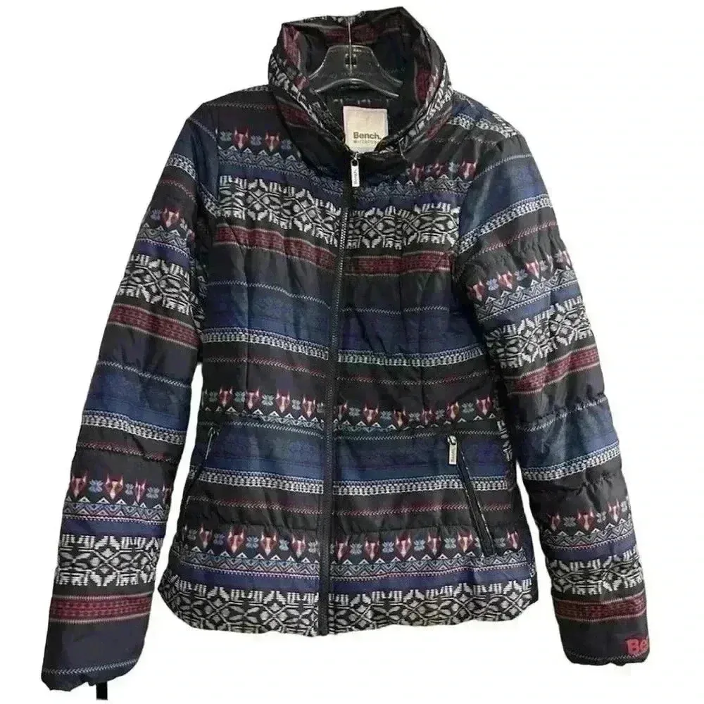 Bench Women's Puffer Jacket Blue Size M Winter Mid-Length Full Zip- Fox - Image 7
