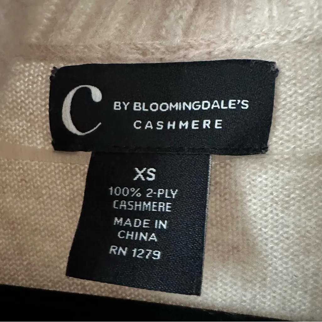 C by Bloomingdale’s Cashmere Open Front Shawl Collar Cardigan Sweater XS oatmeal Tan - Image 4