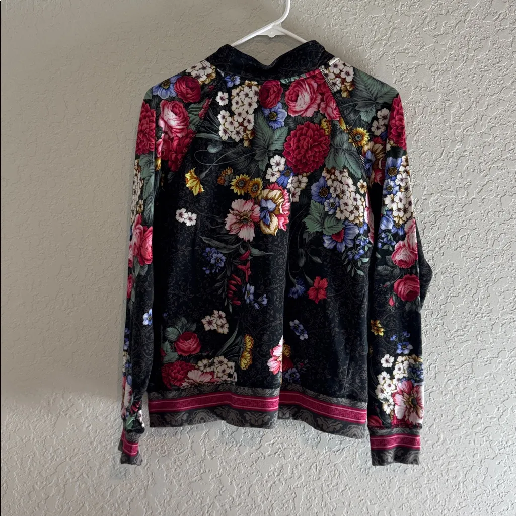 Johnny Was Onyx Sistine Floral Half-Zip Pullover Boho Size S - Image 8