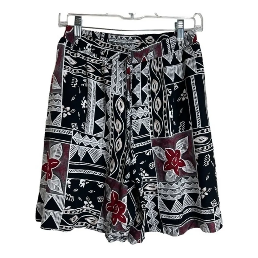 Vintage Panther Aztec Print Wide Leg Shorts Women Size 10 Red - Image 6