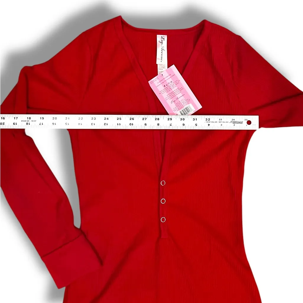 Leg Avenue Women’s Sexy Red Cozy Brushed Ribbed Long Johns Sz S/M Flap Opening - Image 9