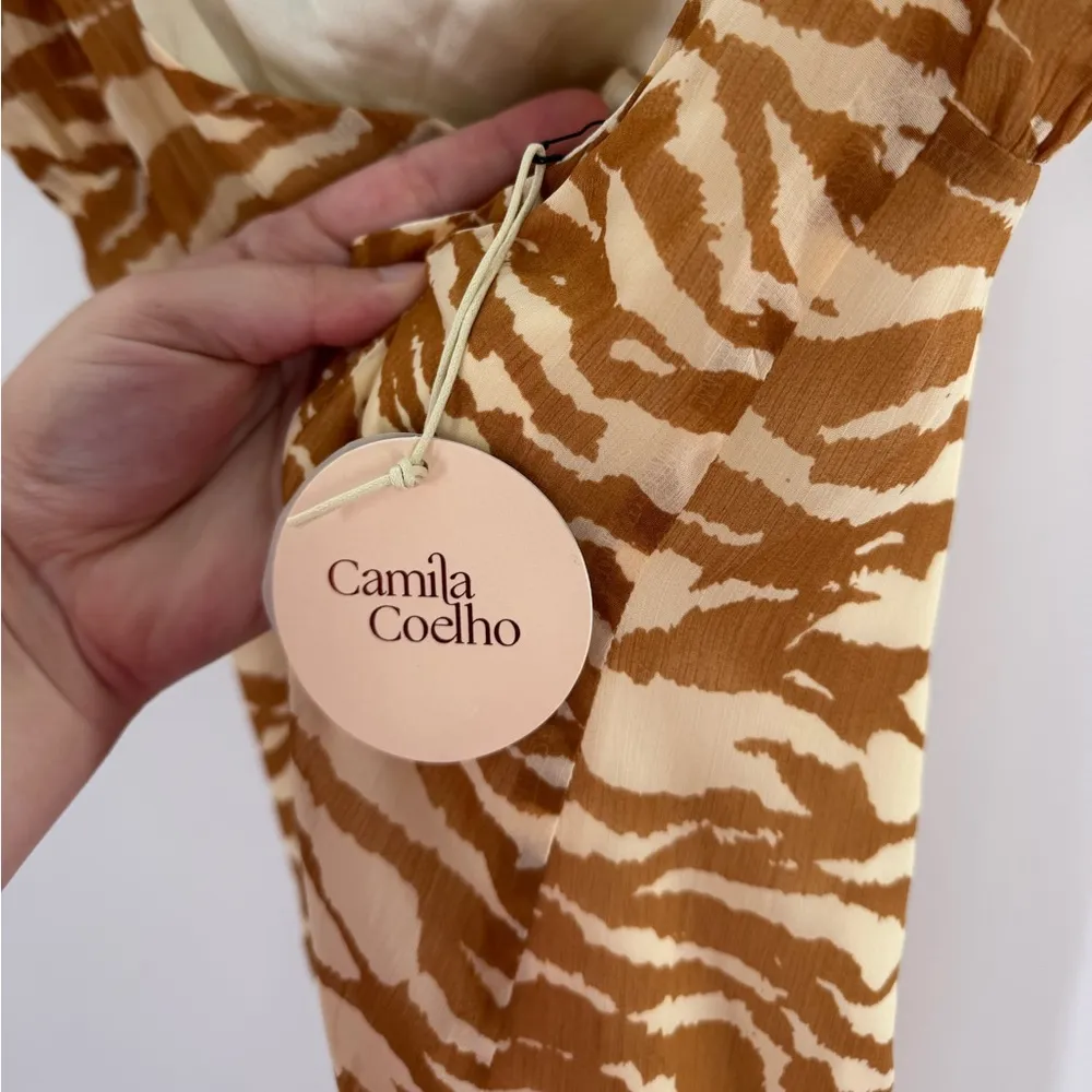 Camila Coelho Revolve Bailee Midi Dress In Brown Zebra Size Medium NWT - Image 10