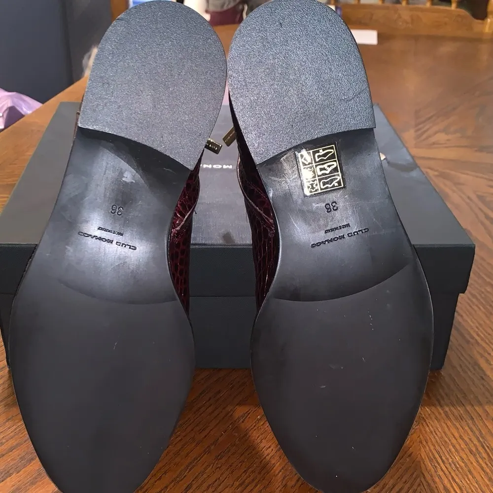 Club Monaco Trycia Dark Burgundy Crocodile Leather Ankle Boots 36 Made In Italy - Image 11