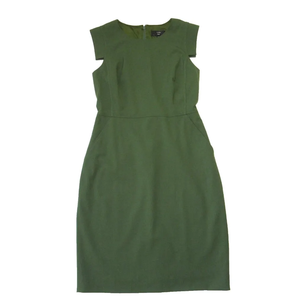 NWT J.Crew Resume Sheath in Dark Seaweed Green Italian Stretch Wool Dress 8 $228 - Image 2