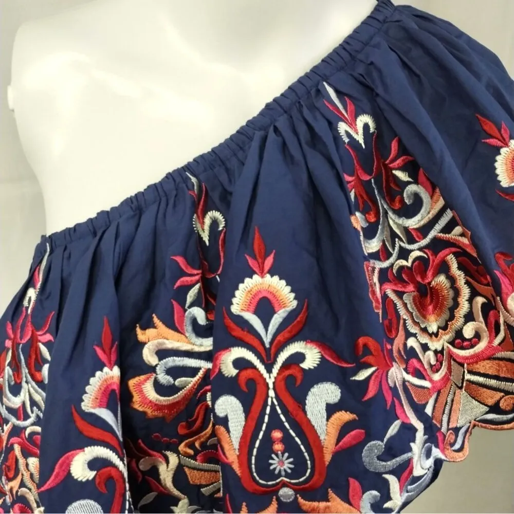 Parker Women's Navy/Multicolor Shirt/Blouse SzXS SKU 3633 - Image 2