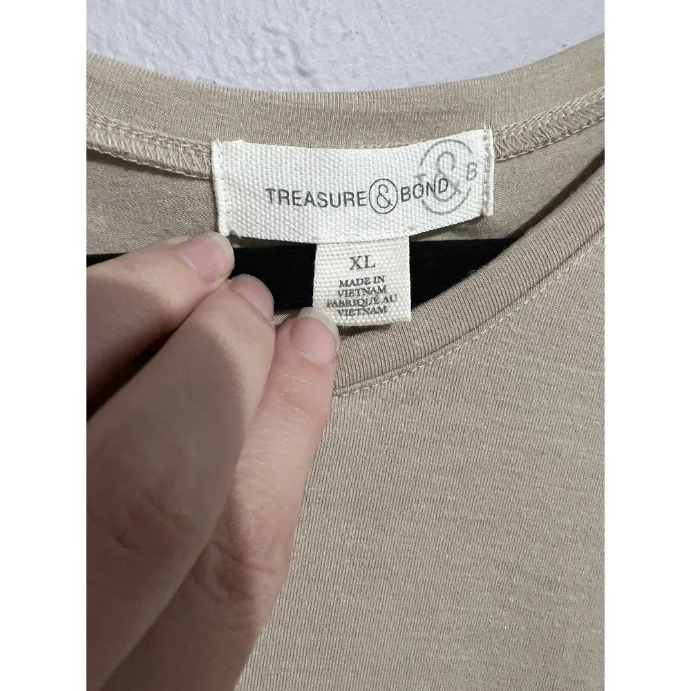 Treasure & Bond Tan Short Sleeve T-Shirt Cinched Maxi Dress Size XL - Image 5