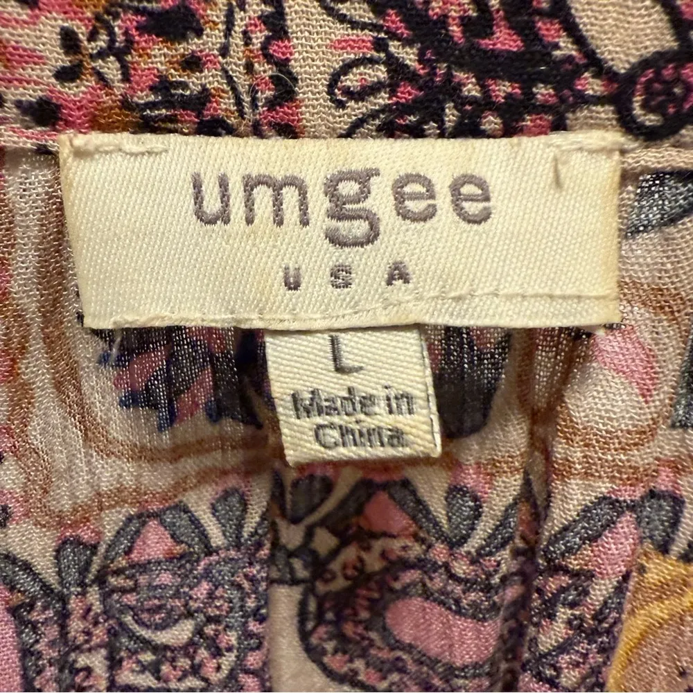 Umgee Paisley Floral Patchwork Long Sleeve Boho Midi Dress Multicolor Size Large - Image 6