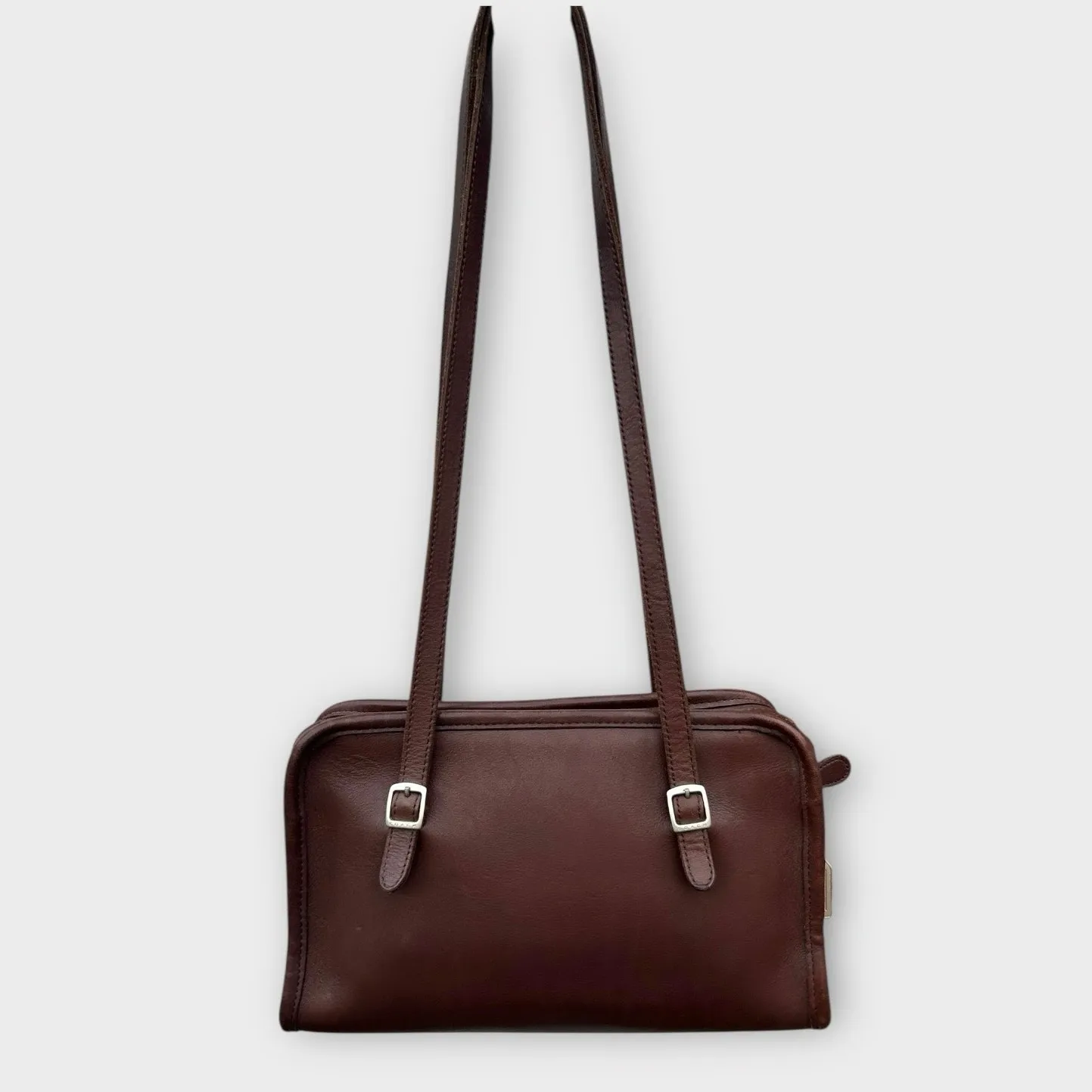 Vintage Coach 9051 Swing Zip Mahogany Glove-Tanned Leather Shoulder Bag Purse 98 - Image 3