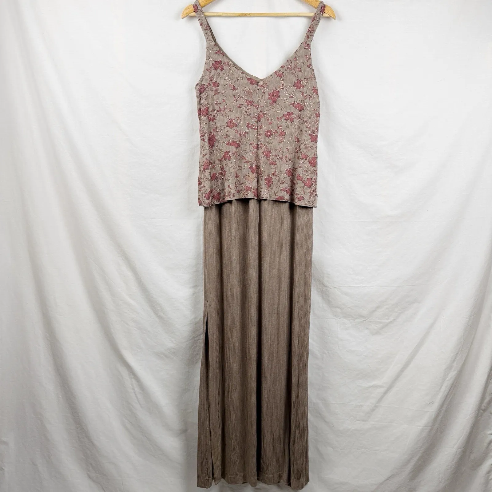 Alex Evenings Women's Size 12 Sleeveless Long Formal Dress Brown Floral - Image 5