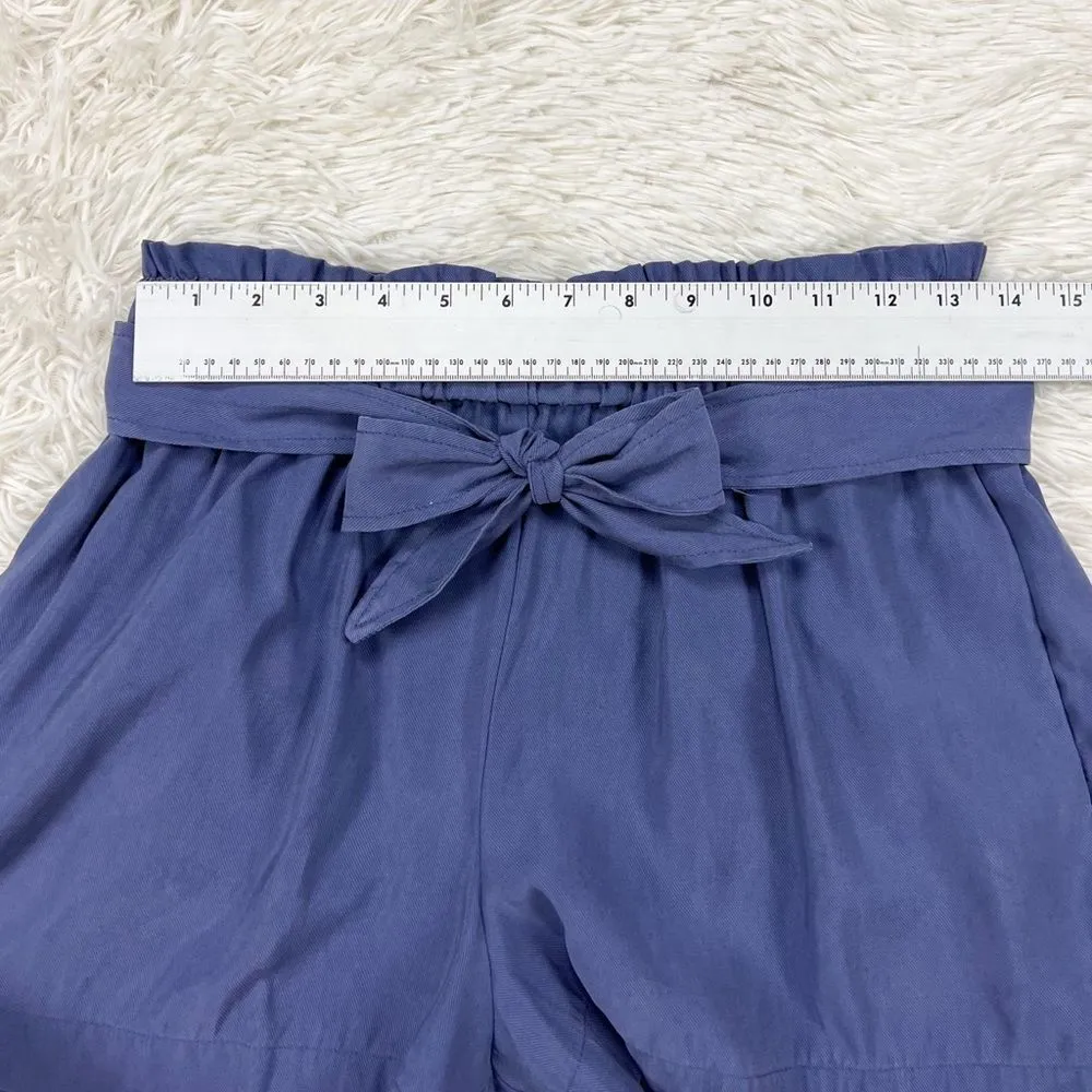 BCBG MaxAzria Navy Blue Tencil Paperbag‎ Shorts Tie Waist Size Small - Image 4