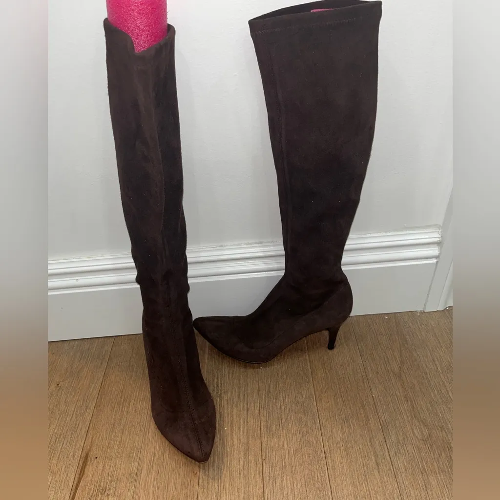 Brown Faux suede leather sock boots size 8 1/2 - Image 9