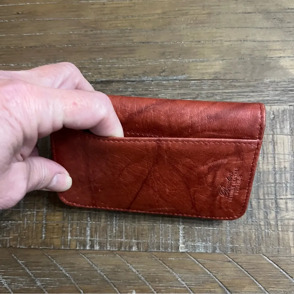 Vintage Buxton Top Grain Cowhide Wallet Snap Closure Red - Image 4