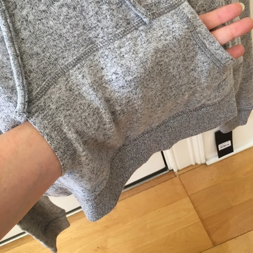 free press Cropped Hoodie, Soft, Cozy, Lightweight, Heather Gray, Size XS - Image 3