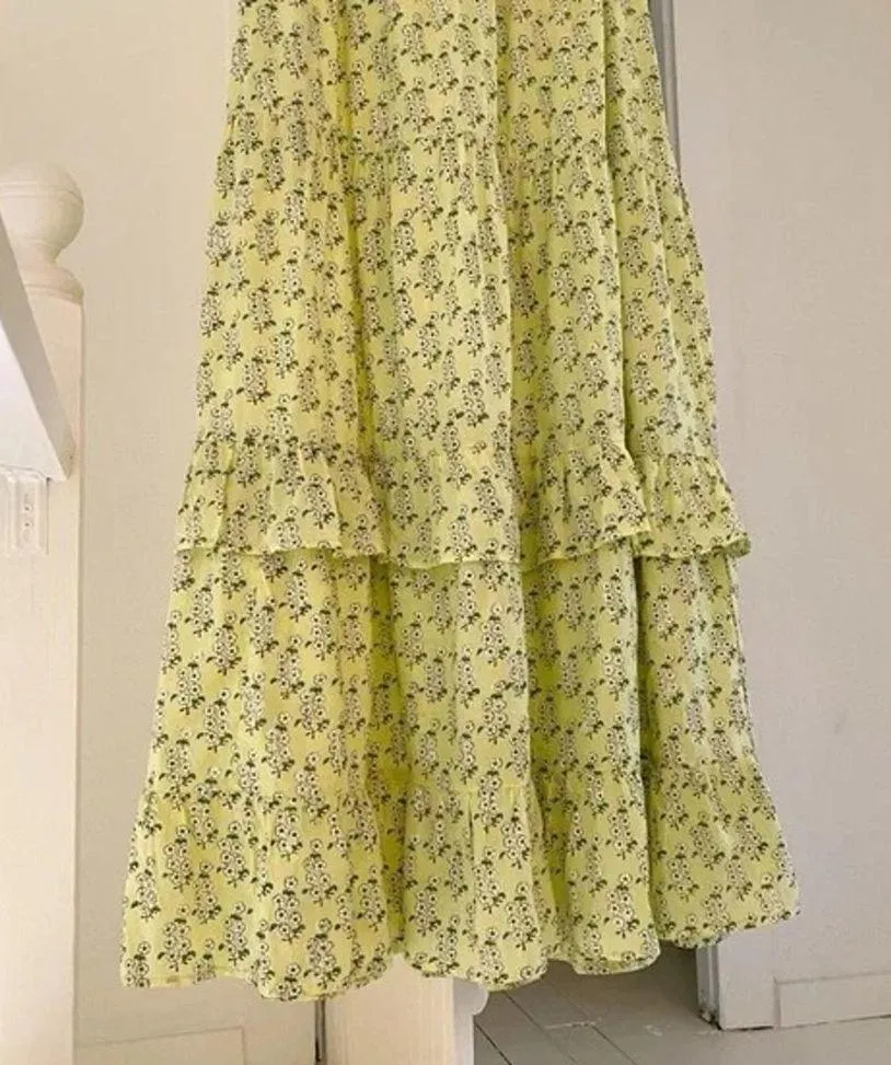 Banjanan Cordelia Floral Tiered Ruffle Midi Dress Yellow Size XS Retail $285 - Image 11
