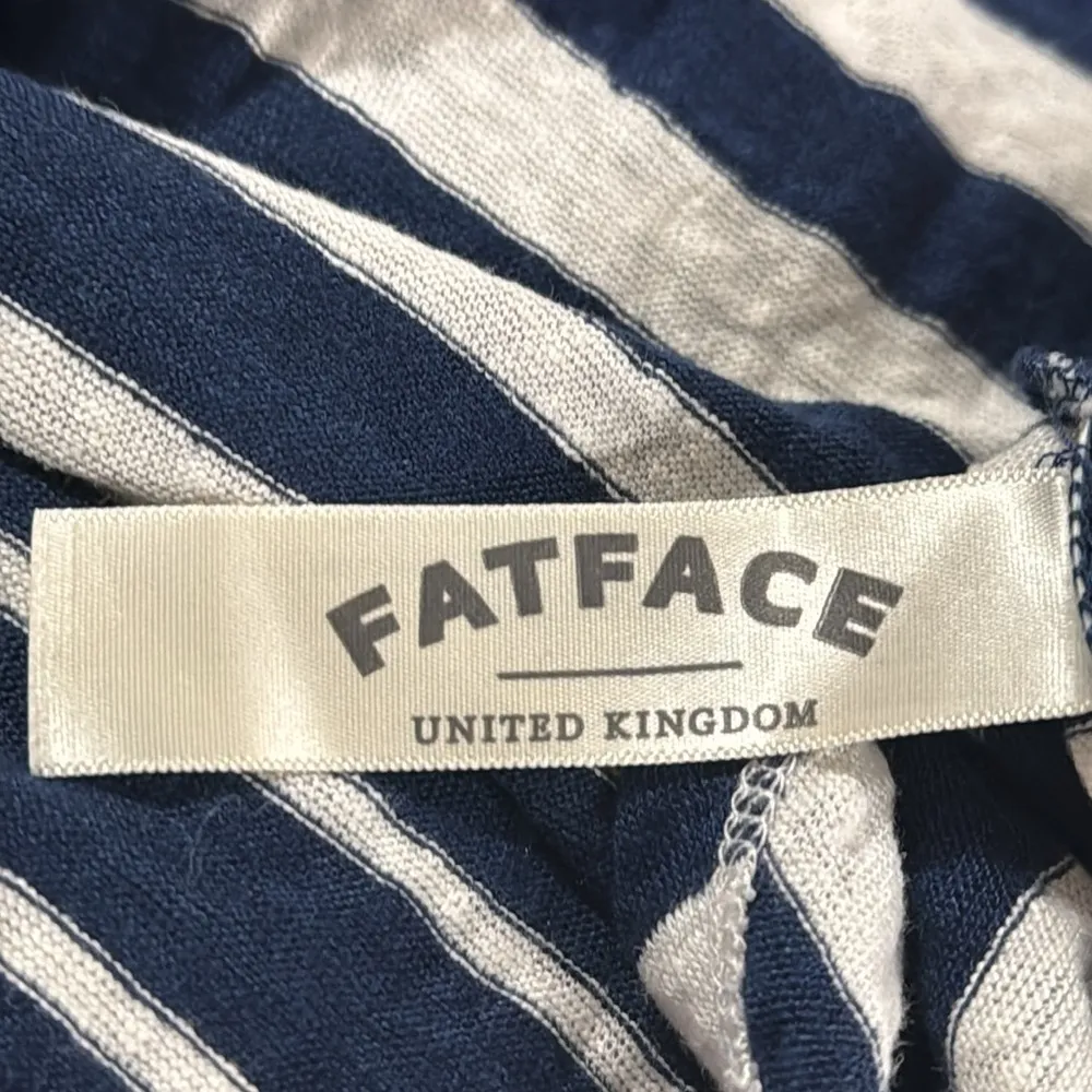 Fat Face UK 3/4 Sleeve Navy and White Striped CrewNeck Top linen cotton Size 12 - Image 9