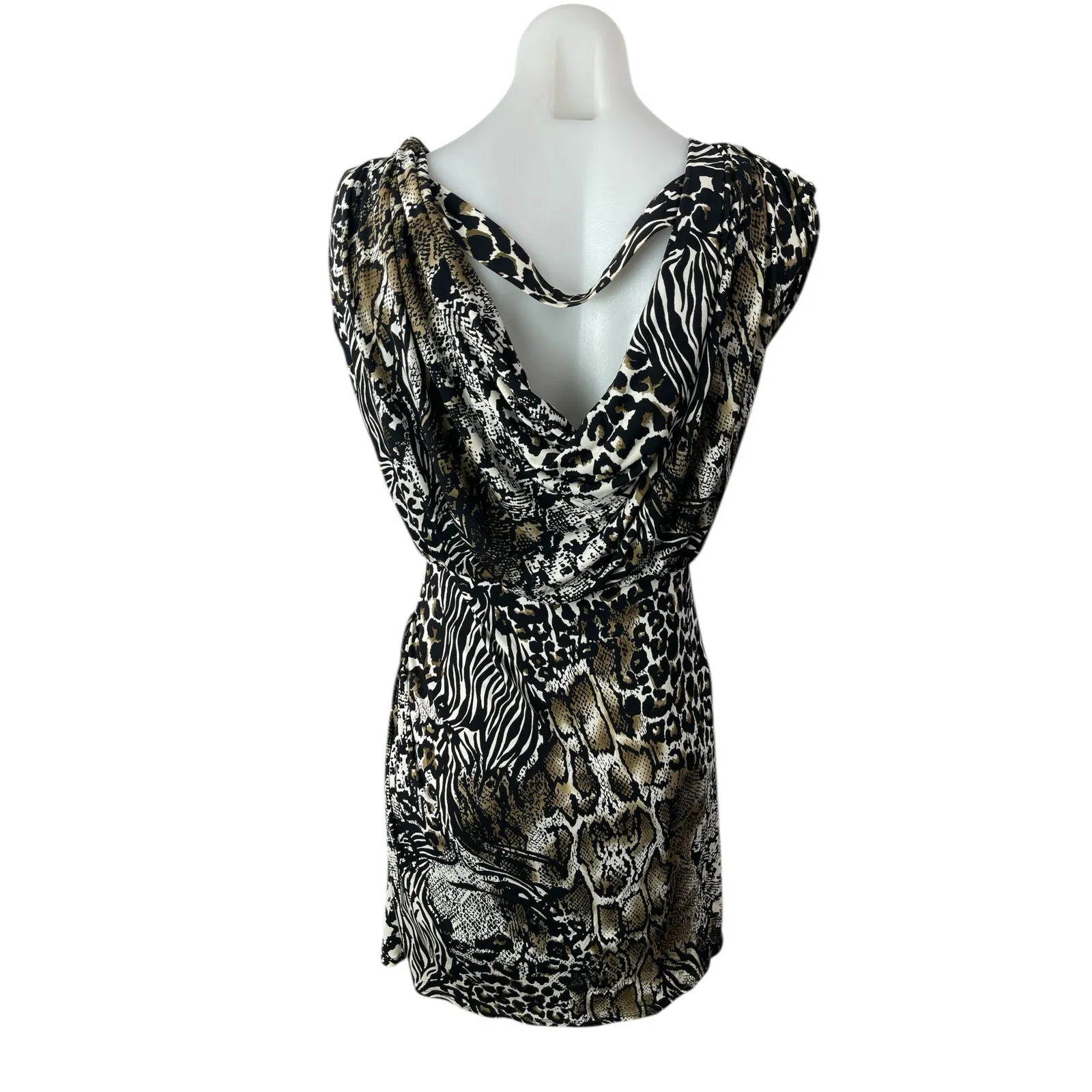 Laundry by Design Animal Print Cowl Neck Sleeveless Mini Tank Sheath Dress Sz 4 - Image 2