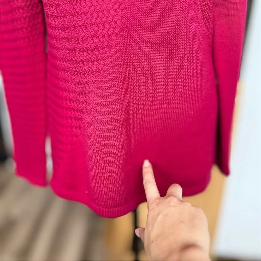 White House Black Market Women's Cowl Neck Sweater Raspberry Pink Red Size M - Image 8