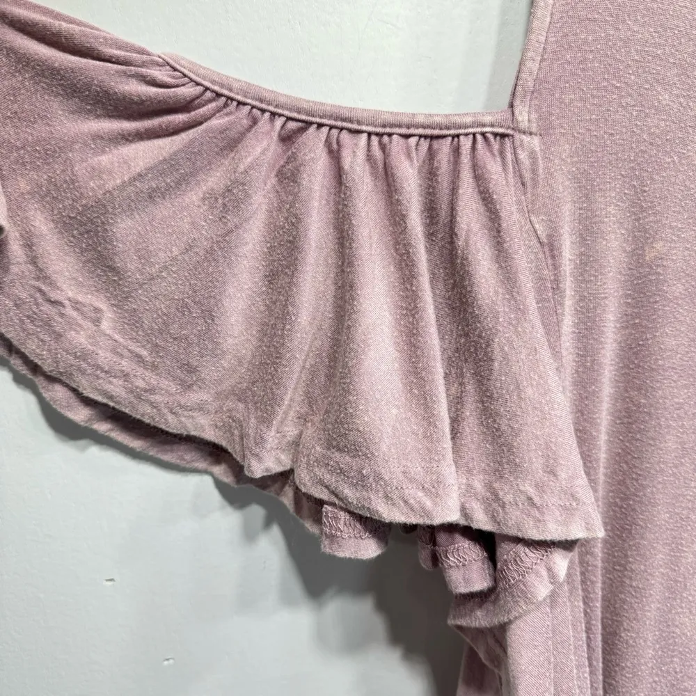 Mauve Ruffle Off Shoulder Cold Shoulder Tunic by Grace & Lace Vintage Look NEW Pink Size M - Image 12