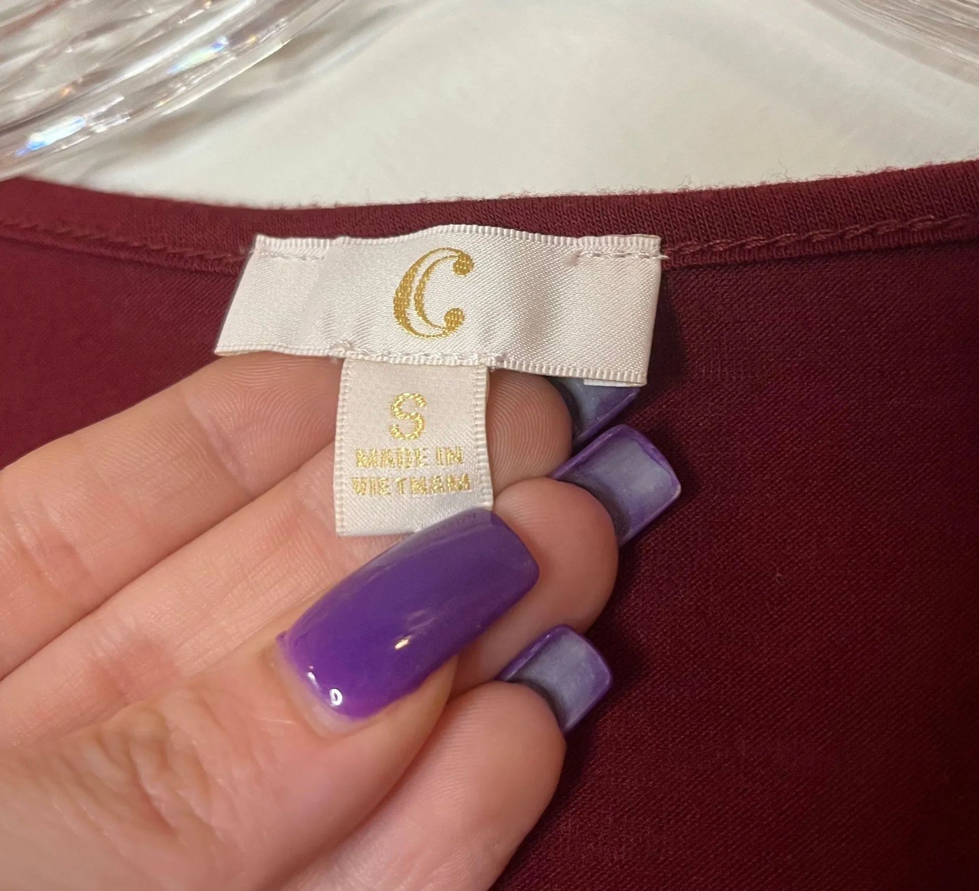 Brand Maroon Blouse with Bell Sleeves Size Small - Image 8