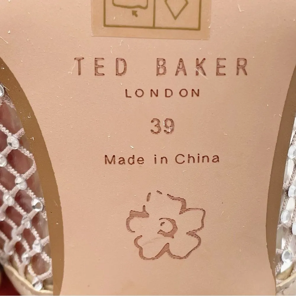 Ted Baker Celya Crystal Mesh Heeled Mules Sandals Nude Tan Size EU 39 US 8.5 - Image 14