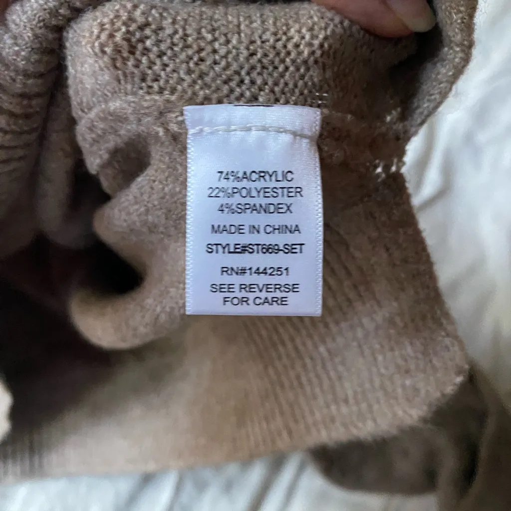 Soft Knit Cropped Light Brown Earth Tone Sweater Layering Boho 90s Minimalist Brown Size M - Image 7