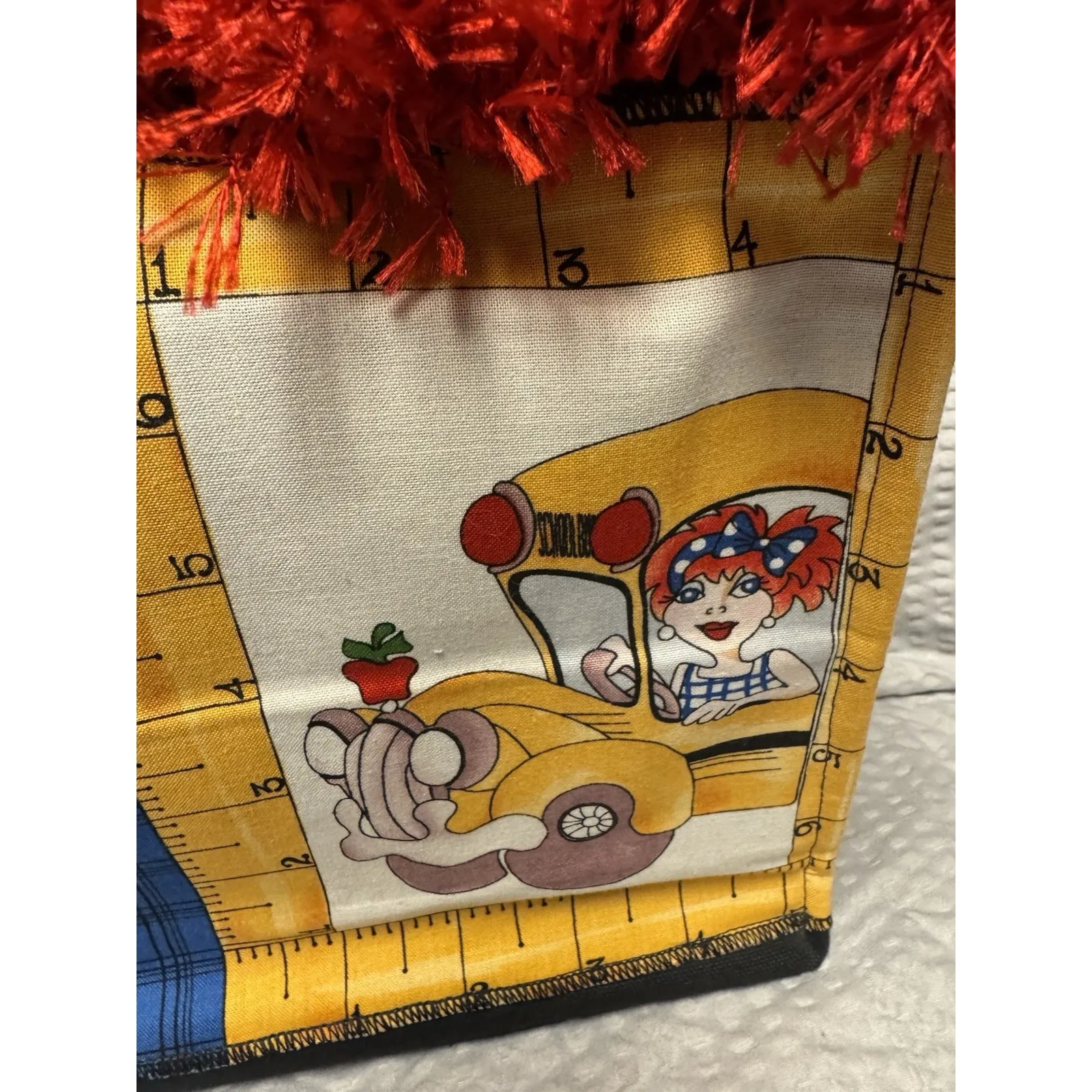 Handmade Purse Priss Novelty Tote Whimsical Women Panels w/red eyelash trim - Image 3