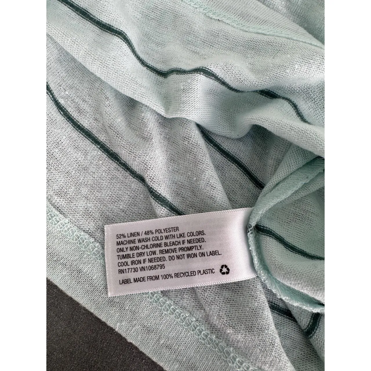 A New Day Mint Green Striped Linen‎ Blend Tee | Size Medium - Image 5
