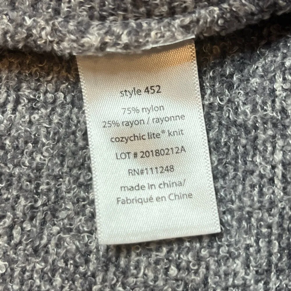 Barefoot Dreams Cozy Chic Lite Cabin Cardigan Sweater Black/Gray Pockets SZ M - Image 6