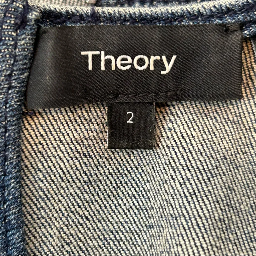 Theory Sleeveless Denim Sheath Dress “Raneid D” Distressed Indigo - Size 2 - Image 8