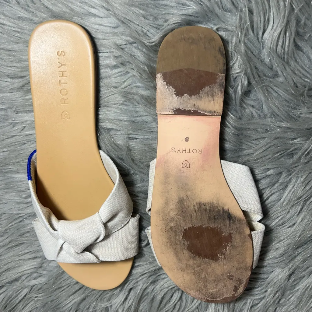 Rothy’s The Knot Sandals Cream Bow Slide Sandals Sz8 Tan Size 8 - Image 10