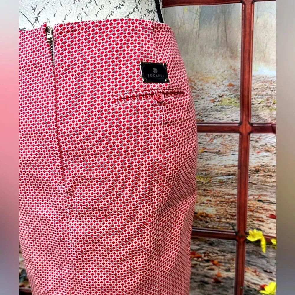 Socapri Tweed Mid Length Skirt Made in Italy size 50 (14) Red - Image 8