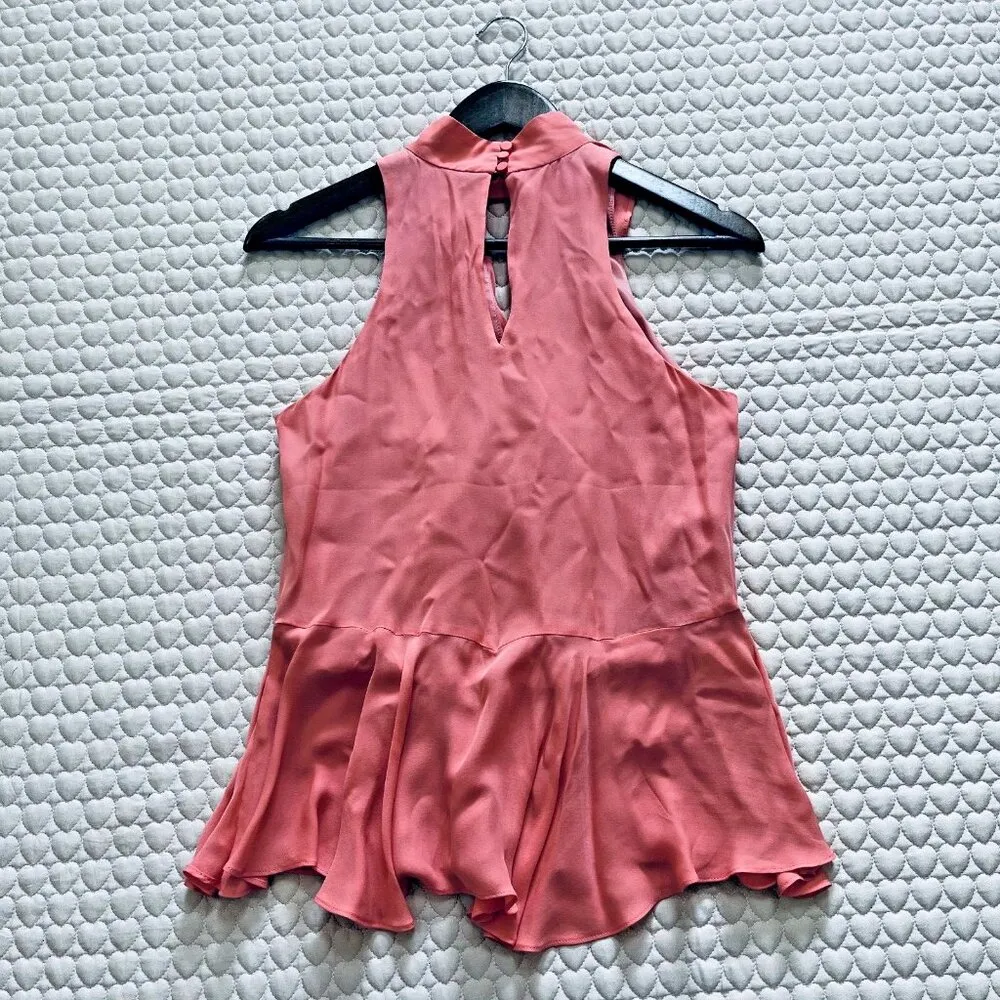 NWT CINQ A SEPT Solid Moma Silk Top Size XS Ruffle Sleeveless - Image 6
