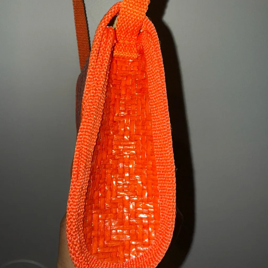 Calypso Bermuda Made in Italy Straw Wicker Red Orange Purse Vintage‎ K - Image 4