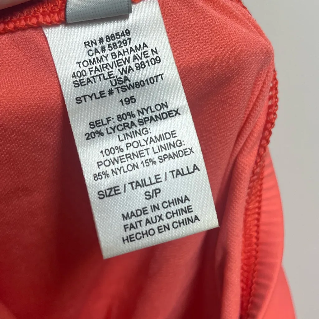 New Tommy Bahama Pearl Long Shirred Bandini swim top size small paradise coral - Image 8