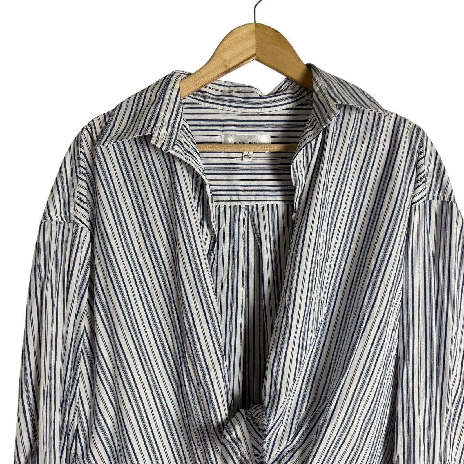 Ronny Kobo Maja Blue White Striped Button Up Top Shorts Set Coastal S - Image 5