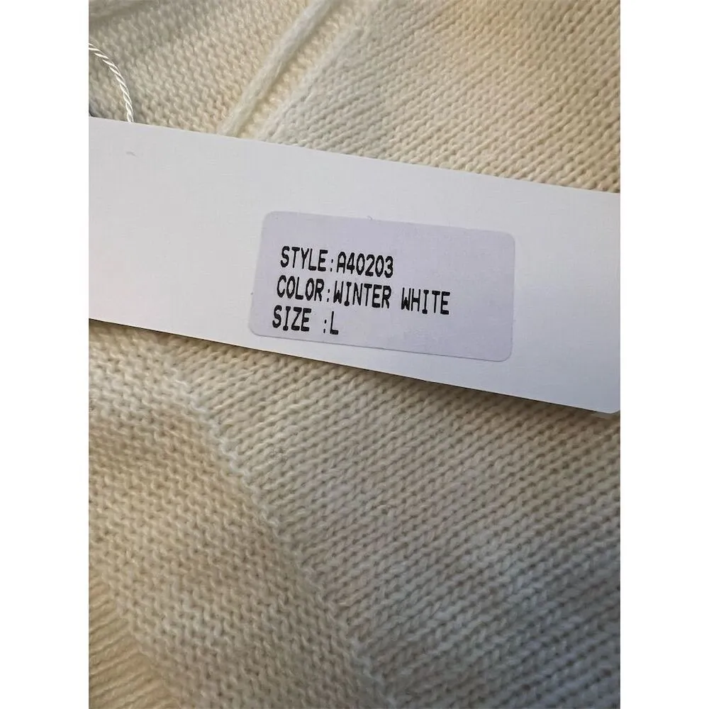 NWT Bianco & Blu Italy Merino Wool & Cashmere Blend Sweater Size L White Size L - Image 6