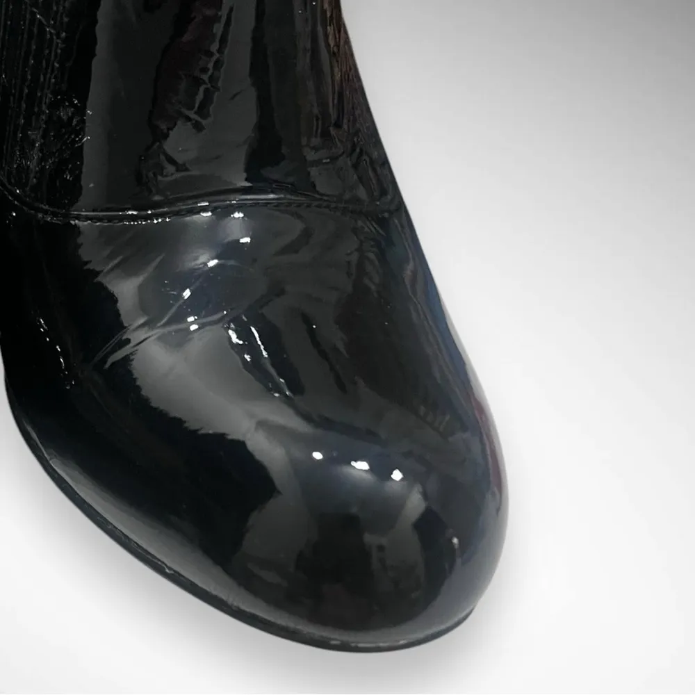 COLE‎ HAAN X NIKE AIR Women's Black Patent Leather Ankle Boots With Heel Size 9B - Image 10