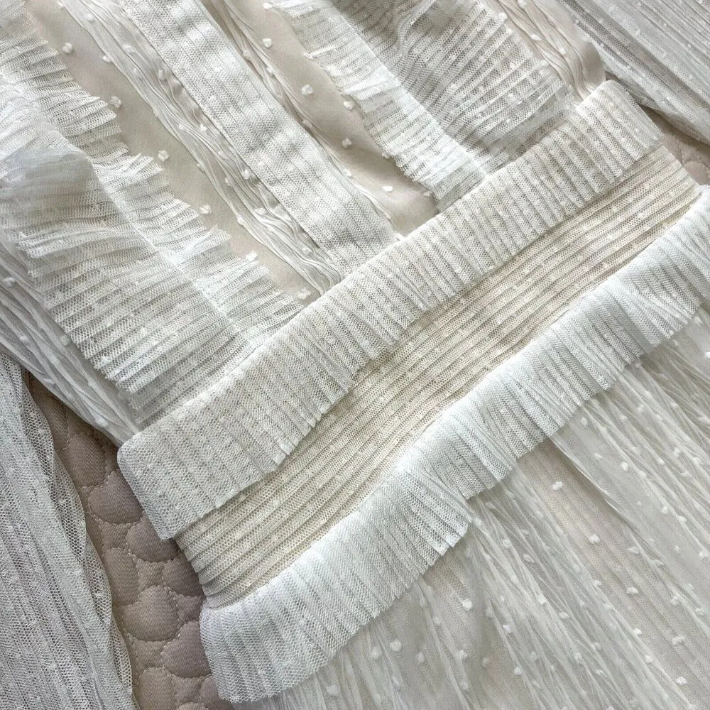 NWT Elliatt Dotted Organza Ivory Ruffled Layering Dress Long sleeve Knee length - Image 5