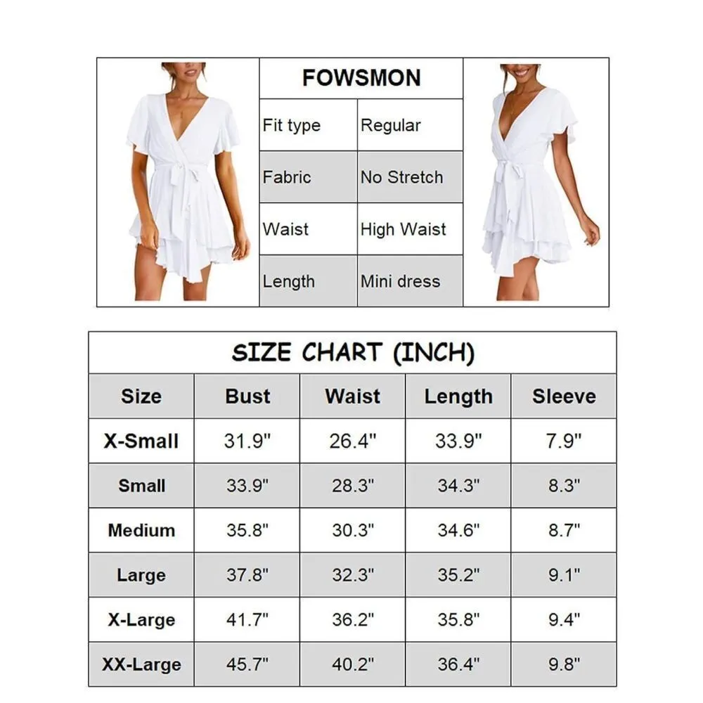 NEW Casual Dress Double Layer Ruffle Deep V Neck L Black Size L - Image 3